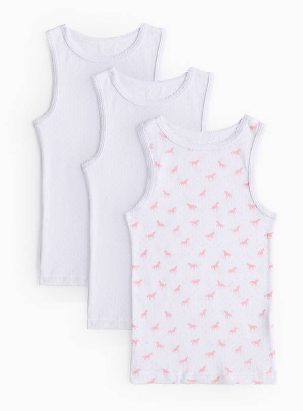 Unicorn Print Pointelle Thermal Vests 3 Pack 5-6 years